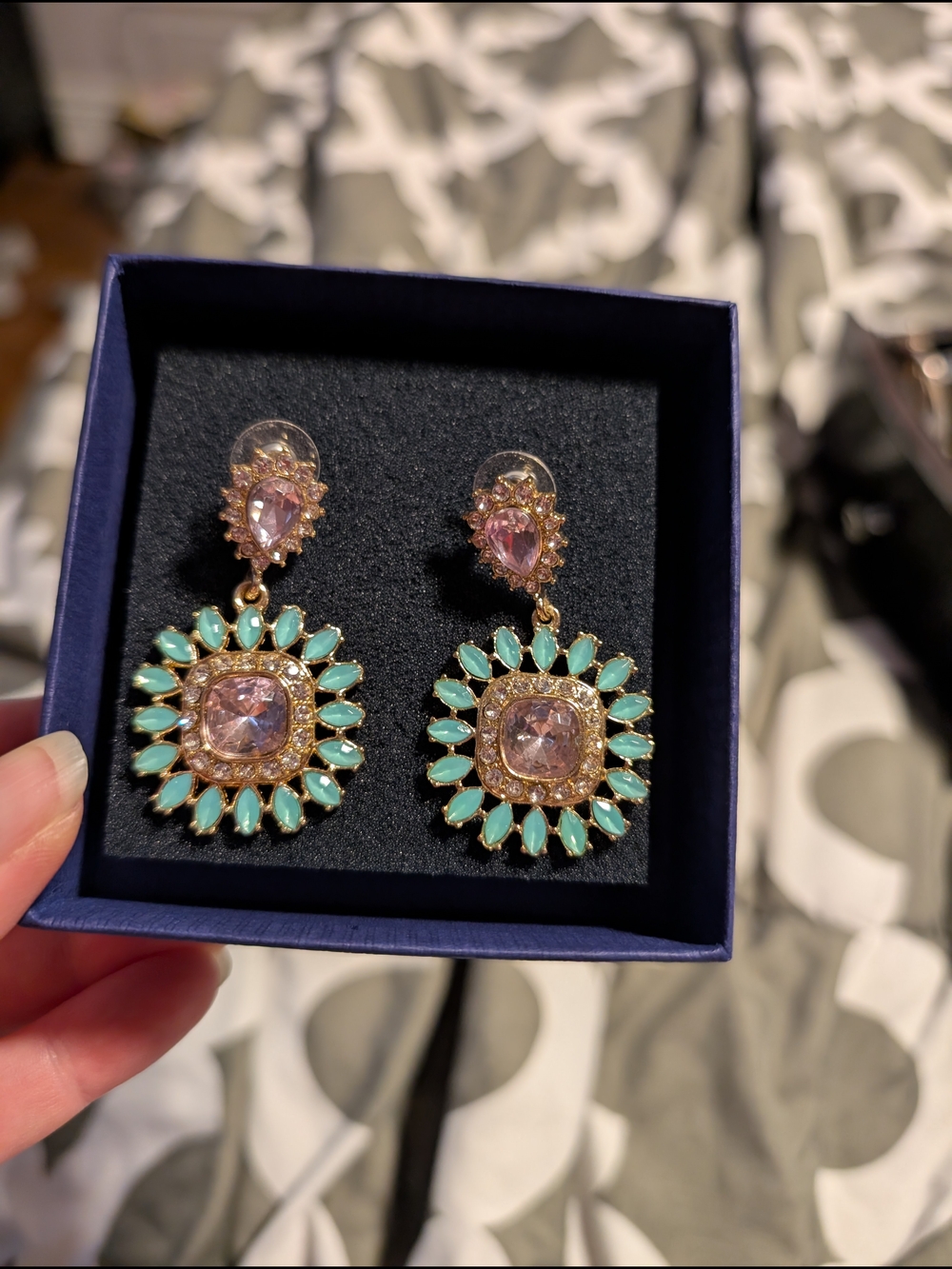 mark. Gold-Tone Pink and Mint Drop Earrings